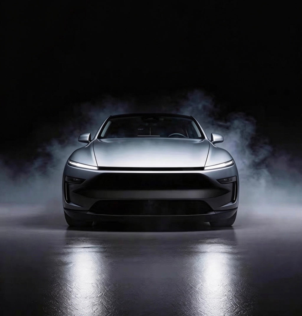 Tesla Model Y Jupiter Front Light Bar Delete Trim Midnight Silver Metallic