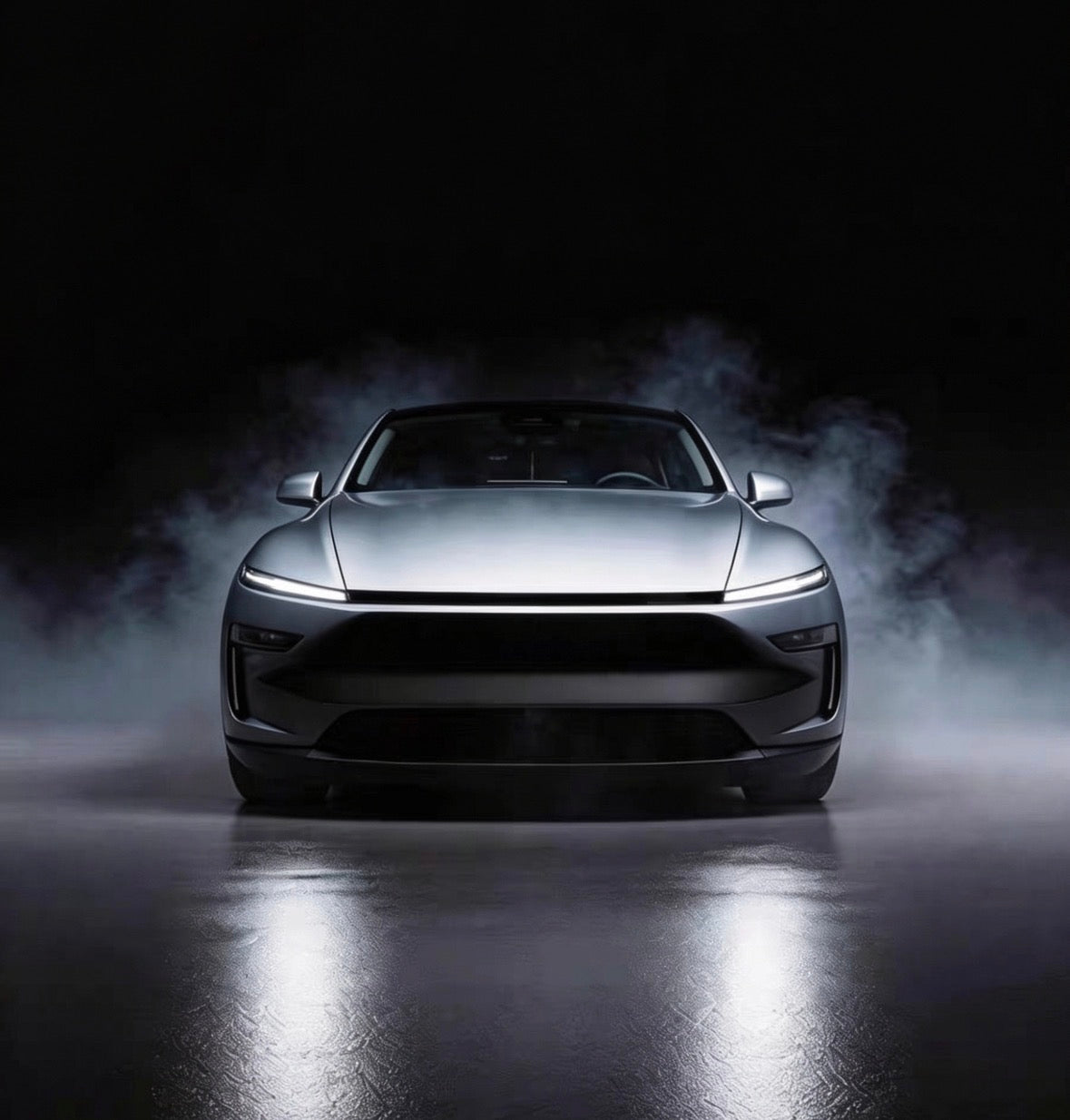 Tesla Model Y Jupiter Front Light Bar Delete Trim Midnight Silver Metallic