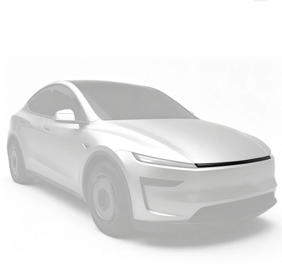 Tesla Model Y Jupiter Front Light Bar Delete Trim Midnight Silver Metallic